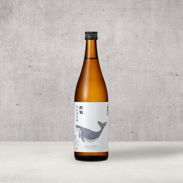 Suigei Tokubetsu Junmai - Made with TLC for sake lovers, to be enjoyed with gusto and vigor like a whale moving grandly through the ocean. As Suigei intended, this is a sake that will highlight any cuisine, with its subtle aroma and perfect acidity. Suigei Sake. Junmai Suigei Brewery.